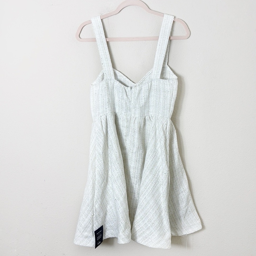 NWT Lulus Charming Pose Ivory Tweed Sequin Mini Dress size M - Picture 6 of 13